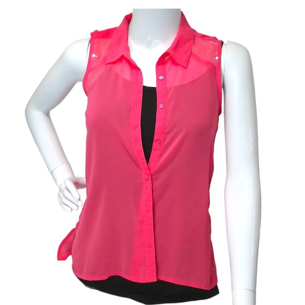 Sleeveless Sheer Cover-Up Shirt